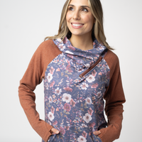 IN STOCK Classic Zoey ZipCowl Sweatshirt - Blushwood Floral and Terra Cotta