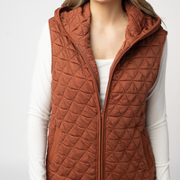 IN STOCK Heather Geometric Hooded Vest - Rust