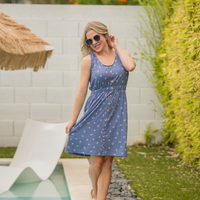 IN STOCK Beverly Button Dress - Nautical Navy