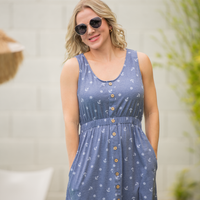 IN STOCK Beverly Button Dress - Nautical Navy