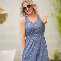 IN STOCK Beverly Button Dress - Nautical Navy