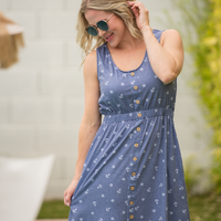 IN STOCK Beverly Button Dress - Nautical Navy