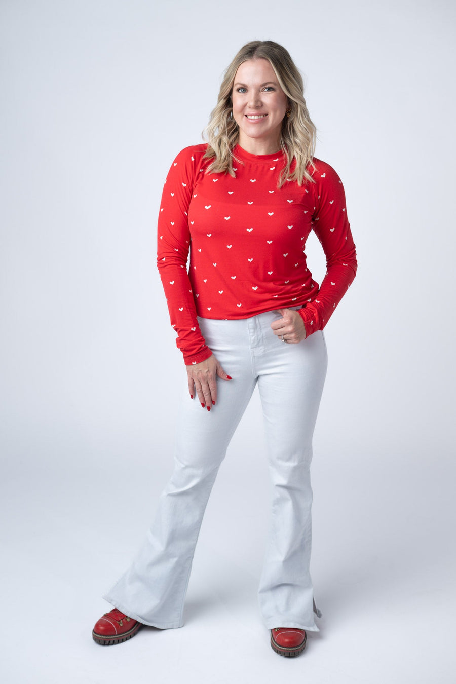 IN STOCK Blair Long Sleeve Top - Sweetheart Red