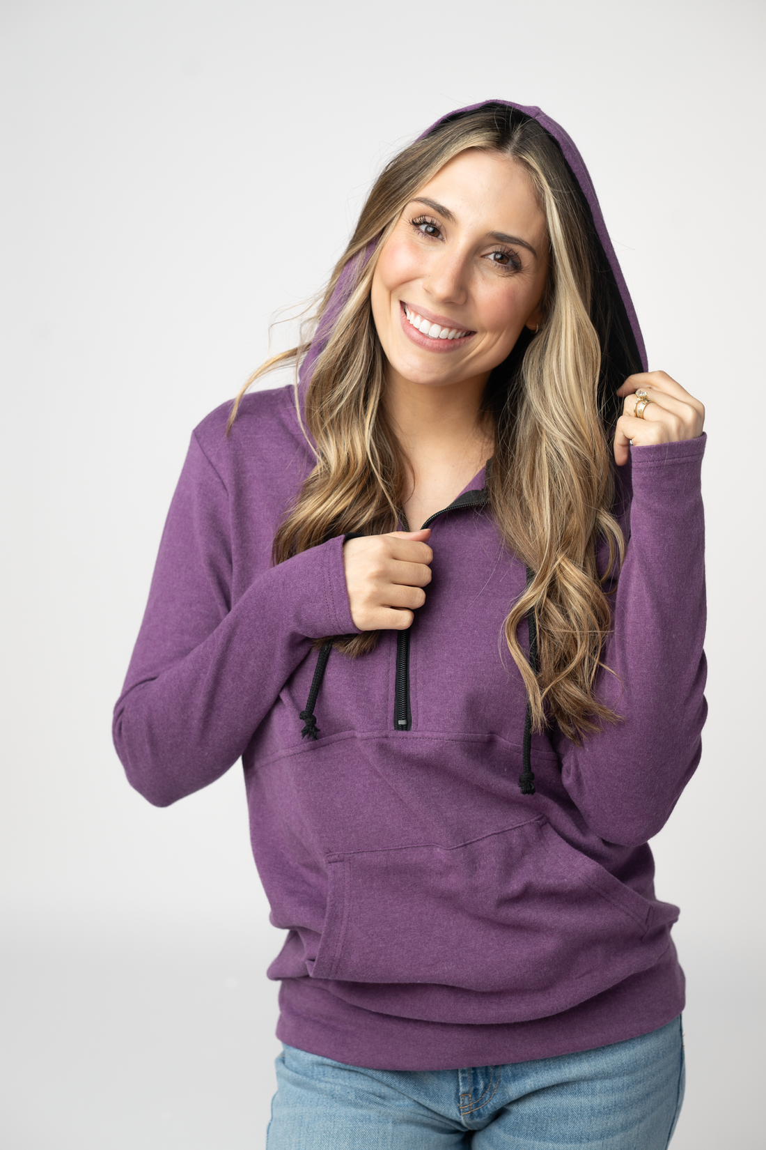 IN STOCK Classic HalfZip Hoodie - Black and Purple
