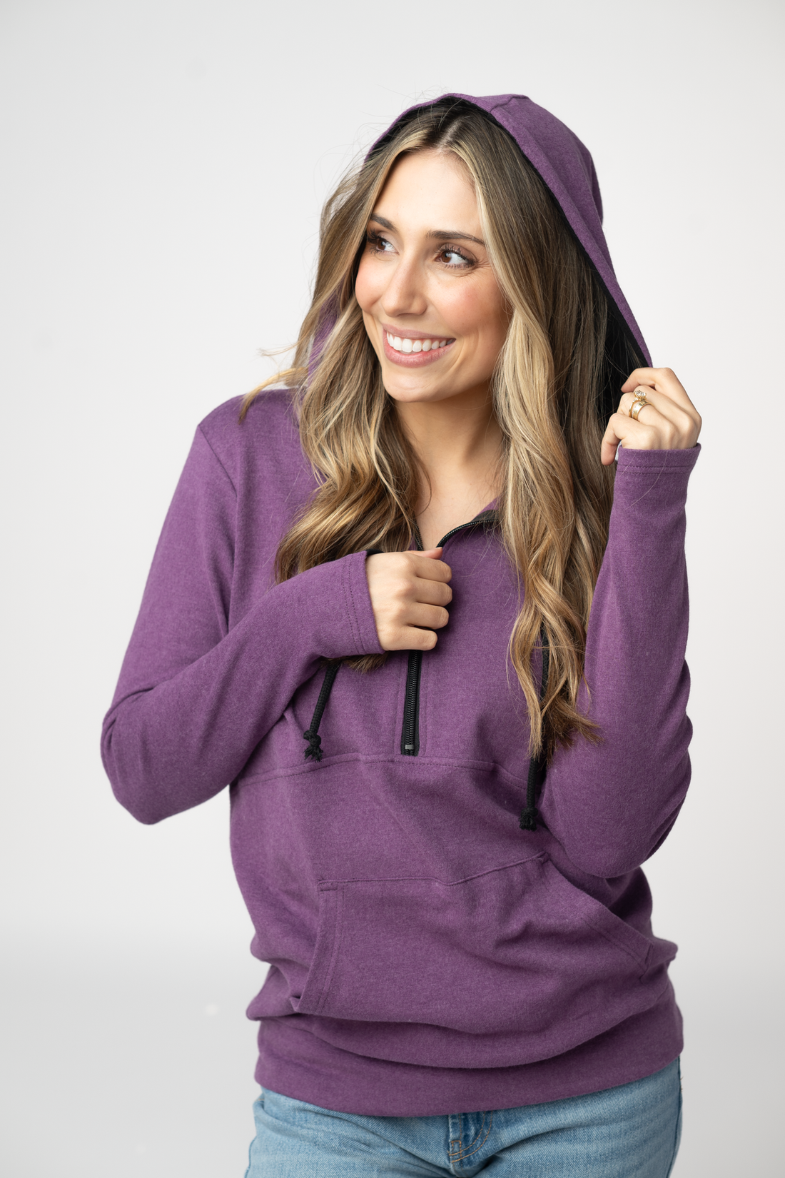 IN STOCK Classic HalfZip Hoodie - Black and Purple