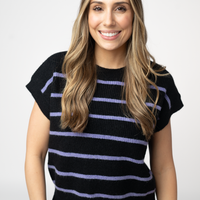 IN STOCK Striped Sweater Top - Black and Purple