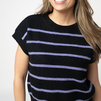 IN STOCK Striped Sweater Top - Black and Purple