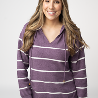IN STOCK Maddie Striped Hoodie - Purple