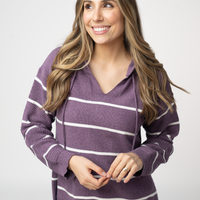 IN STOCK Maddie Striped Hoodie - Purple