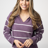 IN STOCK Maddie Striped Hoodie - Purple