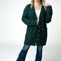 IN STOCK Brooks Button Sweater Cardigan - Evergreen