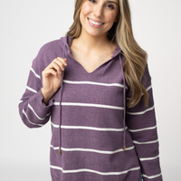 IN STOCK Maddie Striped Hoodie - Purple