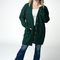 IN STOCK Brooks Button Sweater Cardigan - Evergreen