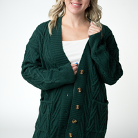 IN STOCK Brooks Button Sweater Cardigan - Evergreen