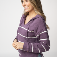 IN STOCK Maddie Striped Hoodie - Purple