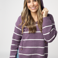 IN STOCK Maddie Striped Hoodie - Purple