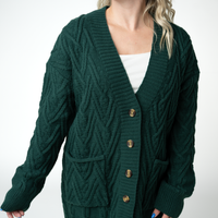 IN STOCK Brooks Button Sweater Cardigan - Evergreen