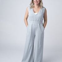 IN STOCK Kenzie Striped Jumpsuit - Grey
