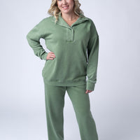 IN STOCK Wide Leg Vintage Wash Bottoms - Olive FINAL SALE