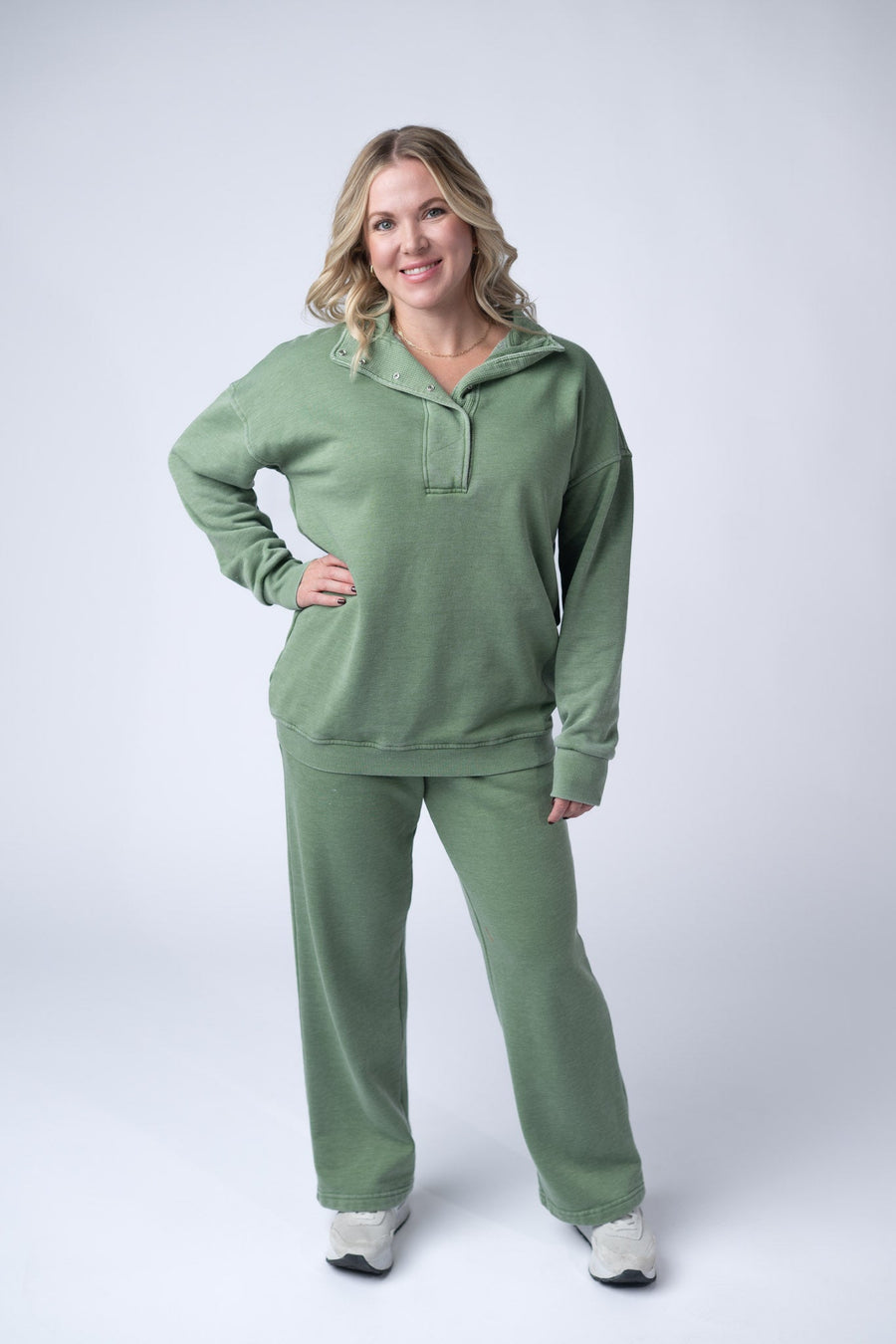 IN STOCK Wide Leg Vintage Wash Bottoms - Olive FINAL SALE