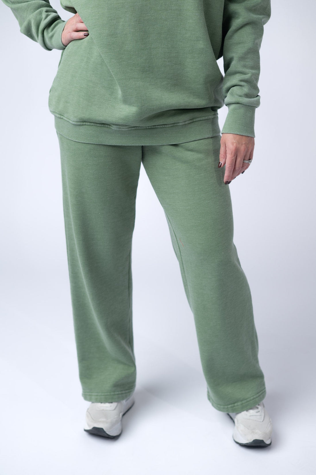 IN STOCK Wide Leg Vintage Wash Bottoms - Olive FINAL SALE