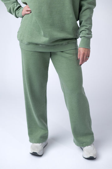 IN STOCK Wide Leg Vintage Wash Bottoms - Olive FINAL SALE