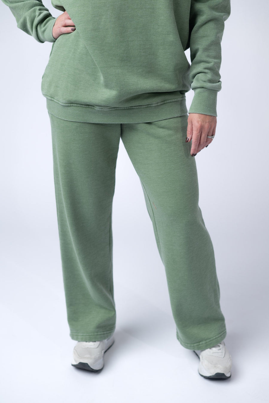 IN STOCK Wide Leg Vintage Wash Bottoms - Olive FINAL SALE