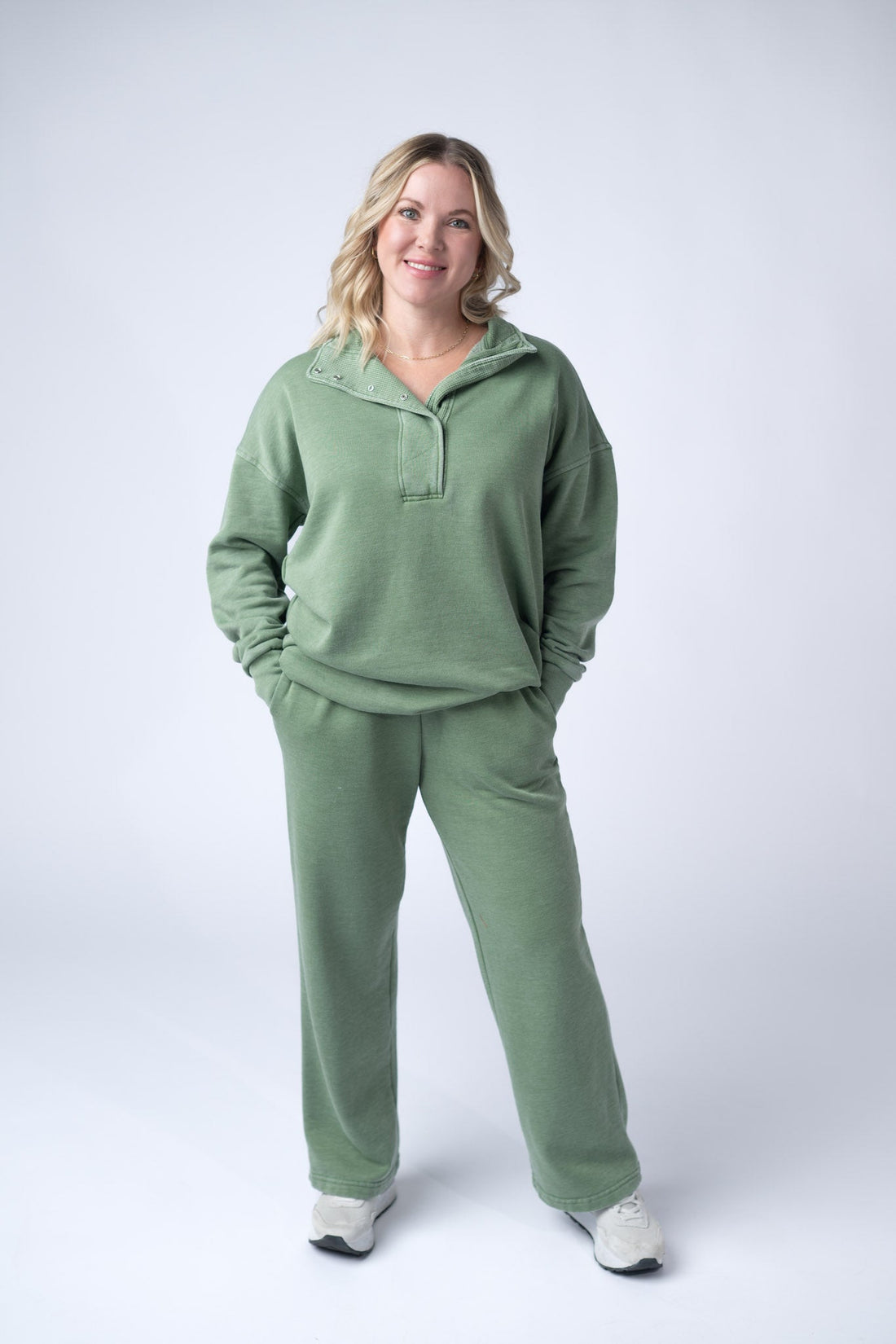 IN STOCK Wide Leg Vintage Wash Bottoms - Olive FINAL SALE