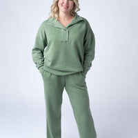 IN STOCK Wide Leg Vintage Wash Bottoms - Olive FINAL SALE