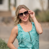 IN STOCK Mila Zipper Tank - Teal Tie Dye