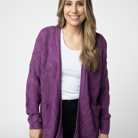 IN STOCK Open Knit Cardigan - Purple