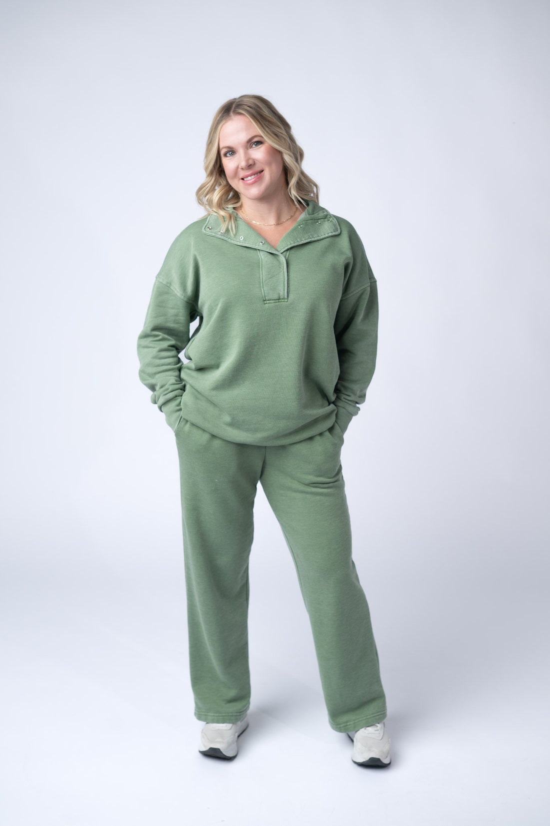 IN STOCK Wide Leg Vintage Wash Bottoms - Olive FINAL SALE