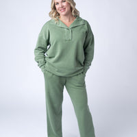 IN STOCK Wide Leg Vintage Wash Bottoms - Olive FINAL SALE