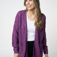 IN STOCK Open Knit Cardigan - Purple