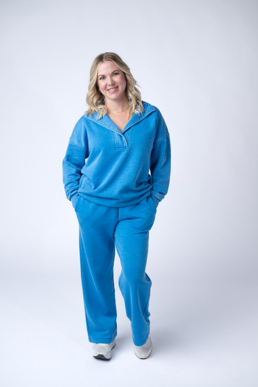 IN STOCK Wide Leg Vintage Wash Bottoms - Winter Blue