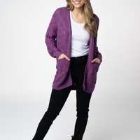 IN STOCK Open Knit Cardigan - Purple