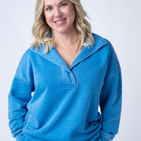 IN STOCK Jesse Vintage Wash Snap Pullover - Winter Blue