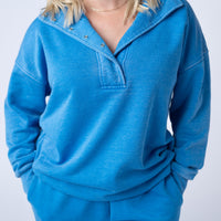 IN STOCK Jesse Vintage Wash Snap Pullover - Winter Blue