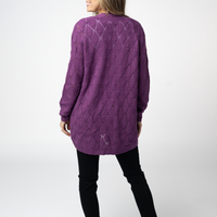 IN STOCK Open Knit Cardigan - Purple