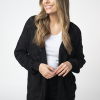 IN STOCK Open Knit Cardigan - Black