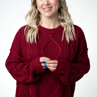 IN STOCK Cable Knit Sweater - Cranberry