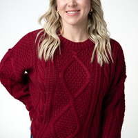 IN STOCK Cable Knit Sweater - Cranberry