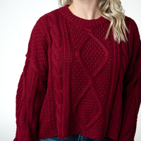 IN STOCK Cable Knit Sweater - Cranberry