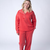 IN STOCK Wide Leg Vintage Wash Bottoms - Red