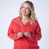 IN STOCK Jesse Vintage Wash Snap Pullover - Red