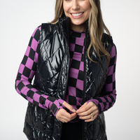 IN STOCK Remy Zip Up Vest - Shiny Black