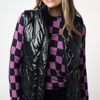 IN STOCK Remy Zip Up Vest - Shiny Black