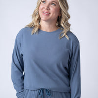IN STOCK Corrine Ribbed Pullover Top - Denim