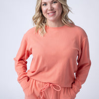 IN STOCK Corrine Ribbed Pullover Top - Coral