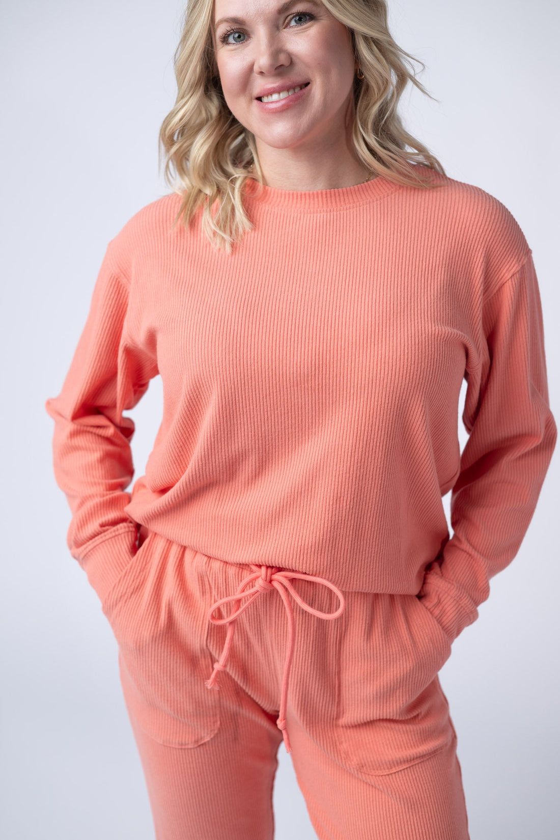 IN STOCK Corrine Ribbed Pullover Top - Coral